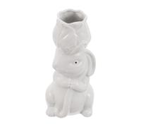 DECHOUS Vase Lapin de Bureau, Statue de Lapin D'étagère, Céramique Blanche, Vase Décoratif Vintage, pour Fleurs Fraîches et Bouquets Artificiels, Centre de Table pour Réunions