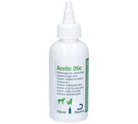Dechra Acetic Otic Solution Nettoyante des Oreilles et de la Peau pour Chiens, Chats Petits Animaux Domestiques Solution(S) 118 ml
