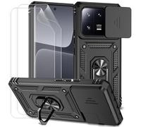 Dechyi Coque pour Xiami 13 Pro 5G avec Protection ecran Coulissante Couverture Support d’Anneau Rotatif Armor Silicone Étui Antichoc Housse Bumper-Noir