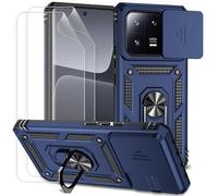Dechyi Coque pour Xiami 13 Pro 5G avec Protection ecran Coulissante Couverture Support d’Anneau Rotatif Armor Silicone Étui Antichoc Housse Bumper- Bleu