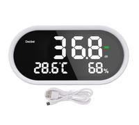 Décibelmètre numérique avec écran LCD, sonomètre, moniteur 3 en 1 de bruit, température et humidité, rechargeable par USB, pour école, hôpital et bureau