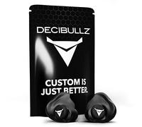 Decibullz Bouchons d'oreille à réduction du bruit de 25 décibels pour protection auditive, bouchons d'oreilles réutilisables moulés sur mesure pour la sensibilité au bruit et les vols, noir