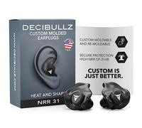 Decibullz | Bouchons d'oreilles moulés sur-mesure Noirs, Protections auditives confortables, Atténuation 31dB | Sommeil, Concert, Travail, Sport | 3 tailles, pochette de rangement | made in USA