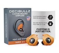 Decibullz | Bouchons d'oreilles moulés sur-mesure Orange, Protections auditives confortables, Atténuation 31dB | Sommeil, Concert, Travail, Sport | 3 tailles, pochette de rangement | made in USA