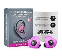 Decibullz | Bouchons d'oreilles moulés sur-mesure Rose, Protections auditives confortables, Atténuation 31dB | Sommeil, Concert, Travail, Sport | 3 tailles, pochette de rangement | made in USA