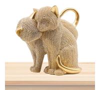 DÉCIVITION DE LA SCULTURE CAT - Figurine de chat couple en résine pour affichage de table | Ornement félin élégant, accent moderne pour la décoration des animaux, sculpture en résine réaliste