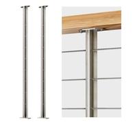 Deck Man Lot de 2 piquets intermédiaires pré-percés en acier inoxydable pour garde-corps de câble de 0,3 cm, raccords de garde-corps de câble de niveau (2, argenté, 91,4 cm)