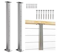 Deck Man Lot de 2 poteaux de garde-corps en acier inoxydable de 91,4 cm (5,1 x 5,1 cm) pour système de garde-corps de pont (argenté, 91,4 cm)