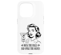 Deck The Halls and Spike The Olives Retro Christmas Graphic Coque pour iPhone 15 Pro
