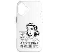 Deck The Halls and Spike The Olives Retro Christmas Graphic Coque pour iPhone 16