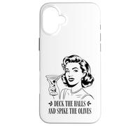 Deck The Halls and Spike The Olives Retro Christmas Graphic Coque pour iPhone 16 Plus