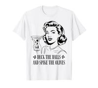 Deck The Halls and Spike The Olives Retro Christmas Graphic T-Shirt