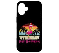 Deck The Palms Sapin de Noël Flamant Rose Coque pour iPhone 16