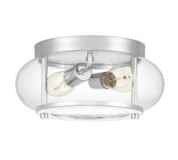 Deckenleuchte Bain Chrome Métal Verre Ø 30,5 CM Rond IP44 2x E27 Lampe Salle de