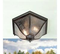 Deckenleuchte Braun Aluminium Regenglas IP44 E27 Liz Lampe D'Extérieur Antique