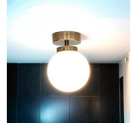 Deckenleuchte En Laiton Verre Blanc Bille Abat-Jour E14 Art Nouveau