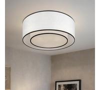 Deckenleuchte Rond Ø 52 CM Grand Blanc Noir pour 3x E27 Tissu Métal Plafonnier