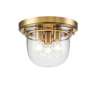 Plafonnier lampe salle de bain plafonnier 3 ampoules acier verre laiton IP44
