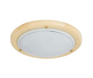Deckenleuchte Ufo aus Metall/Holz Glas natur/opal Glas Ø30cm
