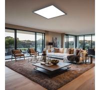 Deckenpanel Plafonnier Lampe de Salon LED Aluminium Anthracite Carré Chrome