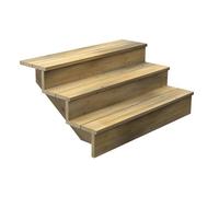 DECKLINEA Escalier Exterieur Bois - 3 Marches - Largeur : 1m20 - Hauteur : 51cm - Avec Contremarches - Pin du Nord - Traité Autoclave - Kit de fixation fournis