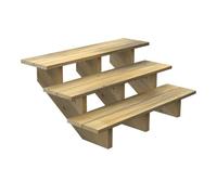 DECKLINEA Escalier Exterieur Bois - 3 Marches - Largeur : 1m20 - Hauteur : 51cm - Sans Contremarches - Pin du Nord - Traité Autoclave - Kit de fixation fournis