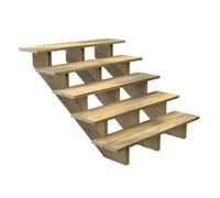 DECKLINEA Escalier Exterieur Bois - 3 Marches - Largeur : 1m20 - Hauteur : 85cm - sans Contremarches - Pin du Nord - Traité Autoclave - Kit de Fixation fournis