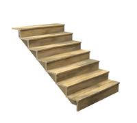 DECKLINEA Escalier Exterieur Bois - 7 Marches - Largeur : 1m20 - Hauteur : 1m19 - avec Contremarches - Pin du Nord - Traité Autoclave - Kit de Fixation fournis