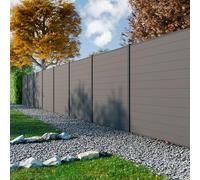DECKLINEA Kit Clôture Bois Composite Platine 16,5x1,8m RIO - Poteaux en Aluminium Gris - Brise Vue - Palissade
