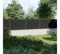 DECKLINEA Kit Clôture Composite sur Muret RIO Anthracite 5,5x1,2m - Bois composite & Aluminium - Poteaux sur Platines Gris - Brise vue