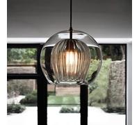 d'éclairage Suspendu Nordique Minimaliste avec Double Verre Transparent, tête Unique, Fil Suspension réglable en Hauteur, luminaire de Plafond E27 pour Salle à Manger, Table, escalier (15 cm)