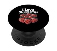 Déclaration d'amateur de Fruits I Love Strawberries PopSockets PopGrip Adhésif