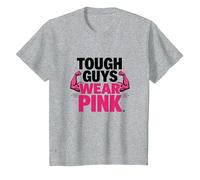 Déclaration de Confiance en Force pour garçons Tough Guys Wear Pink T-Shirt, Enfant, Gris Chiné, 3 Ans