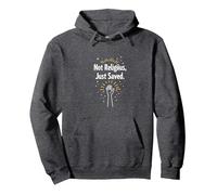 Déclaration de Foi Religieuse « Not Religious, Just Saved » Sweat à Capuche, Unisexe pour Adultes, Chiné Foncé, M