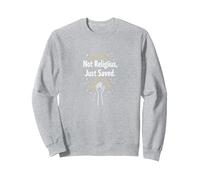 Déclaration de Foi Religieuse « Not Religious, Just Saved » Sweatshirt, Unisexe pour Adultes, Gris Chiné, L