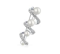 Déclaration De Mode Cristal Spiral Gradué Blanc Simulée Perle Broche Foulard Pour Femmes Plaqué Argent