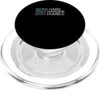 Déclaration de motivation : « Work Hard Pray Harder Stay Humble » PopSockets PopGrip pour MagSafe