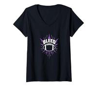 Déclaration de Passion pour Les Fans de Football de Bleed Purple T-Shirt avec Col en V, Femme, Noir, XL