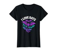 Déclaration de passionné de I Love Bats T-Shirt Graphique avec Valeur, Femme, Noir, L