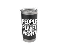 Déclaration écologique People and Planet Over Profit Gobelet isotherme en acier inoxydable double paroi