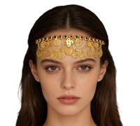 Déclaration Front Headpiece Gold Tone Hair Chain Accessoire, A | avec pendentif superposé pour les événements du festival costumé
