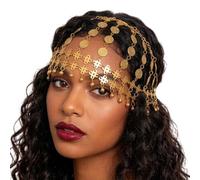 Déclaration Front Headpiece Gold Tone Hair Chain Accessoire, D | avec pendentif superposé pour les événements du festival costumé