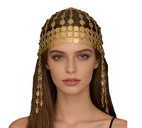 Déclaration Front Headpiece Gold Tone Hair Chain Accessoire, G | avec pendentif superposé pour les événements du festival costumé