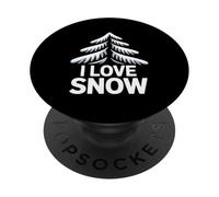 Déclaration sur l'arbre à Feuilles persistantes « J'aime la Neige » PopSockets PopGrip Adhésif