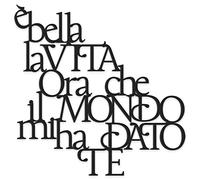 Declea DC053SS23-40X40-01-Black Inscription en Bois Le Monde m'a donné - Citation D'Amore, Noir, 40cm x 40cm