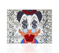 Declea Home Decor Tableau sur toile Oncle Paperone Dollars prêt à accrocher - Décoration murale moderne pour la maison fabriquée à la main - Décor moderne