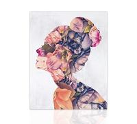 Declea Tableau floral femme imprimé moderne avec fleurs - décoration de salon Impression sur toile de haute qualité