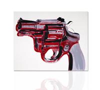 Declea Tableau moderne Magnum Revolver peint sur toile avec cadre en bois fabriqué à la main prêt à accrocher 100% fabriqué en Italie