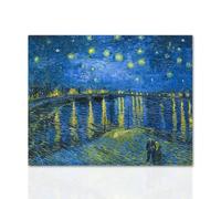 Declea Tableau sur toile Nuit étoilée sur le Rhône de Vincent Van Gogh - Hommage d'auteur Toile Art Moderne Impression sur toile