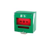 Déclencheur manuel vert 2 contacts avec capot + buzzer et LED / déverrouillage d'issue de secours